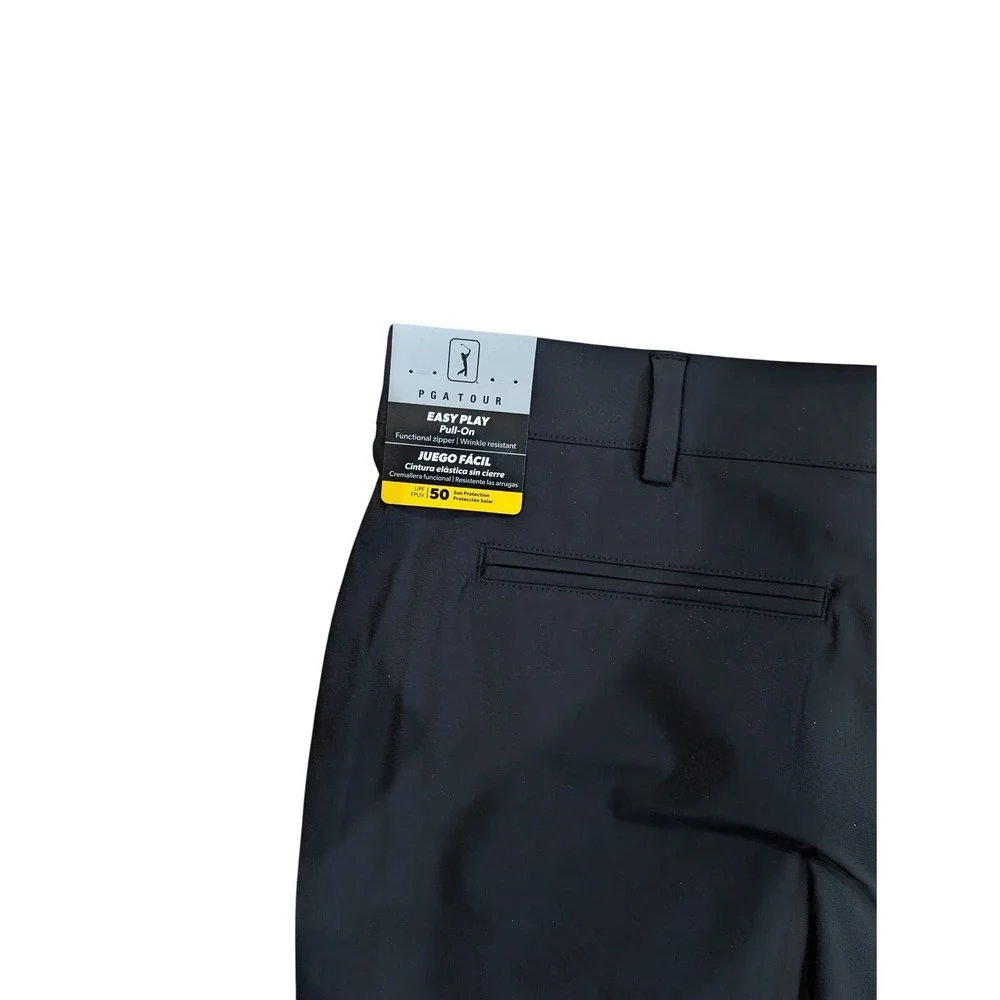PGA Tour Mens Golf Pants Caviar Black 4-Way Stretch UPF 50 XXL PVBSE0X6DS NEW